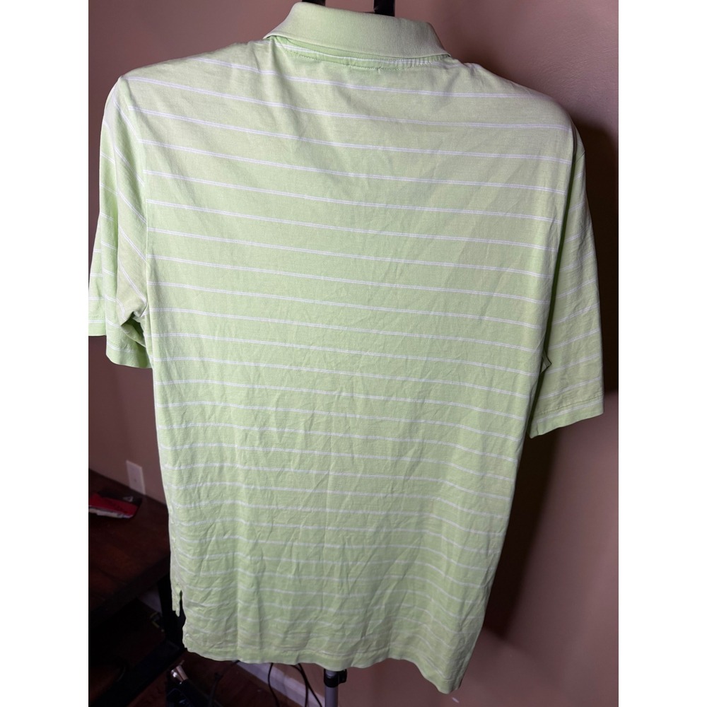 Polo Golf Ralph Lauren Mens Medium Pima Cotton Striped Polo Shirt Green PGA Logo - Picture 6 of 6